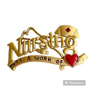 Vintage Nursing Pin Brooch Cap Heart Graduation Gift RN LPN CNA Danecraft Signed